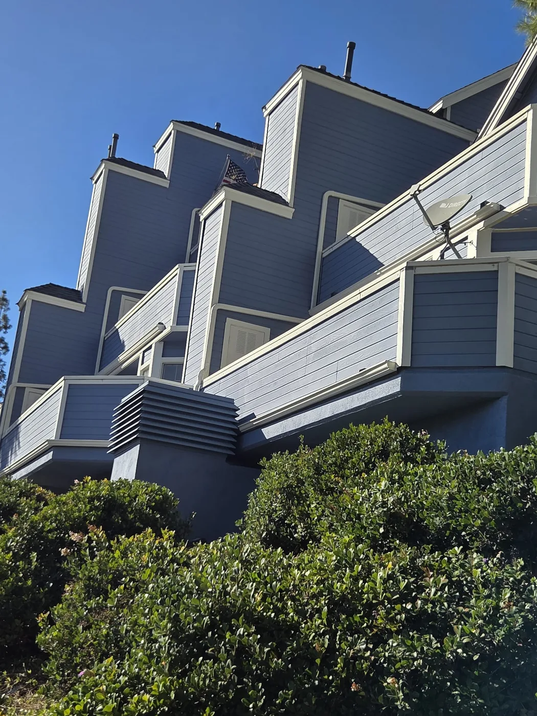Stepped apartment terraces freshly painted
